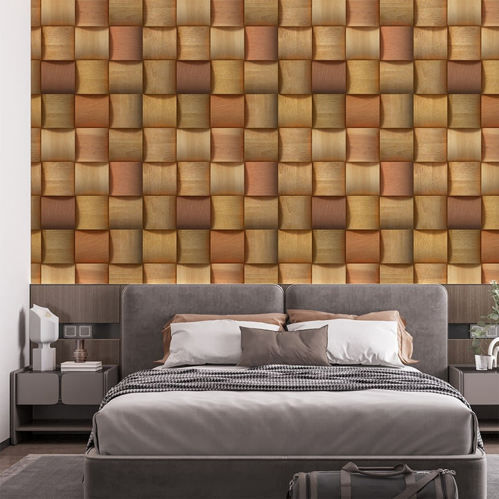 3D Luxury Gold Wood Wallpaper for Living Room Wall Decoration