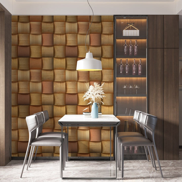 3D Luxury Gold Wood Wallpaper for Living Room Wall Decoration