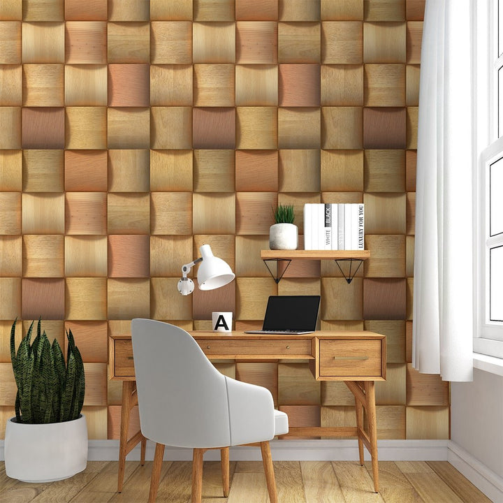 3D Luxury Gold Wood Wallpaper for Living Room Wall Decoration