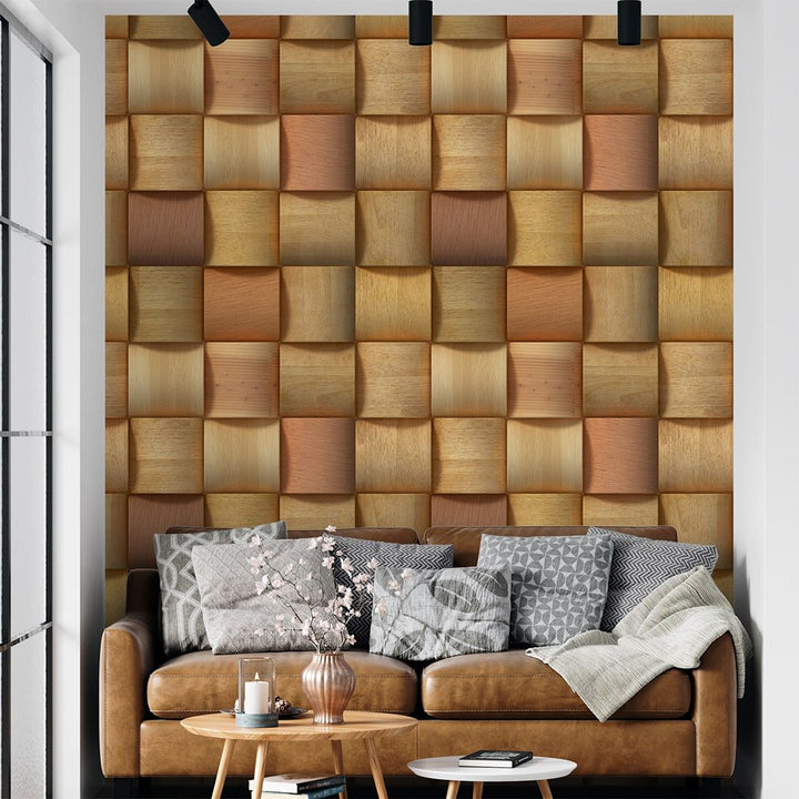 3D Luxury Gold Wood Wallpaper for Living Room Wall Decoration