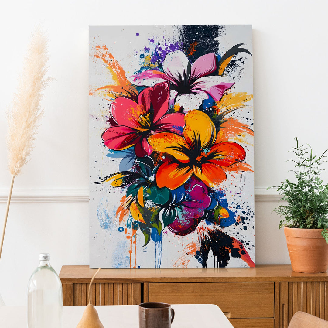 Floral Explosion Wall Art Painting, HD Canvas Print, Framed, Ready to Hang. (AMWA44)