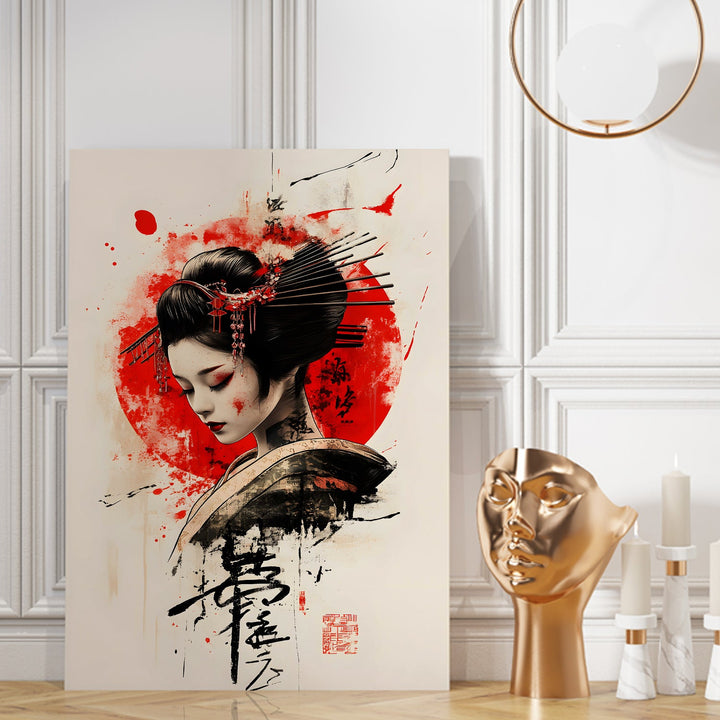 Geisha Elegance Wall Art Painting, HD Canvas Print, Framed, Ready to Hang. (AMWA45)