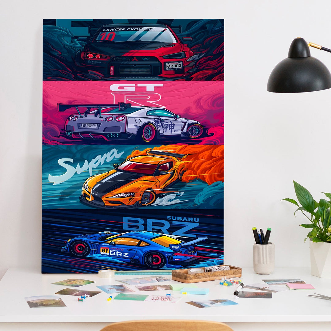 JDM Street Legends Wall Art Painting, HD Canvas Print, Framed, Ready to Hang. (POMWA224)
