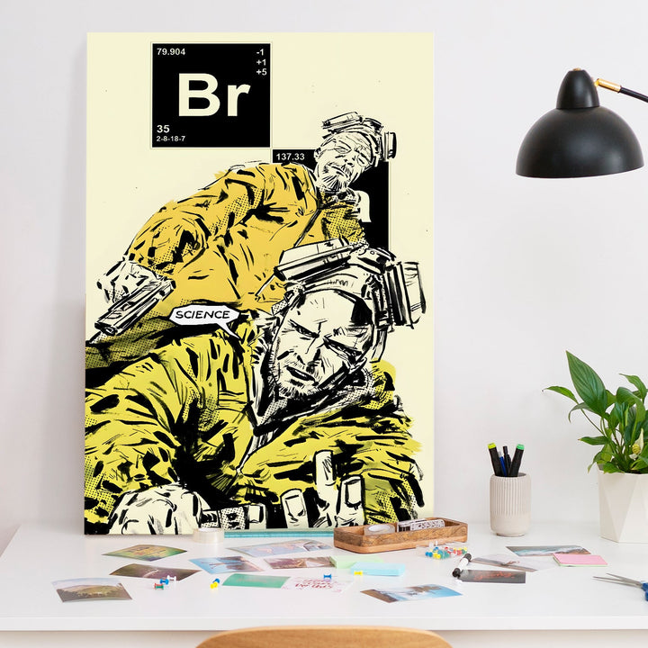Breaking Science – Comic Style Breaking Bad Wall Art, HD Canvas Print, Framed, Ready to Hang. (POMWA323)