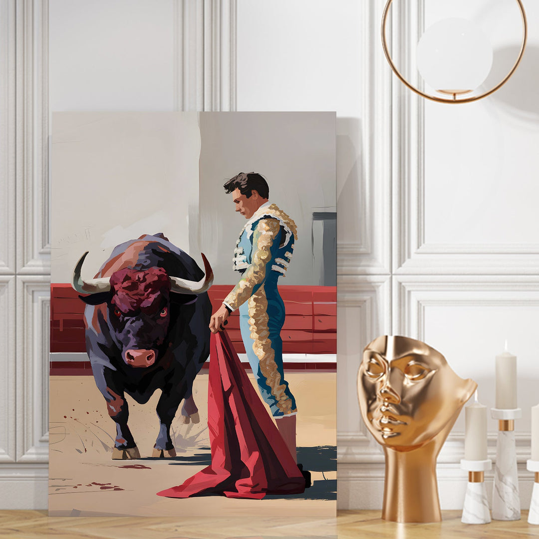 Bullfighter’s Poise Wall Art Painting, HD Canvas Print, Framed, Ready to Hang. (POMWA183)