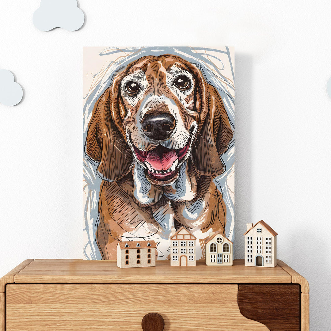 Heartfelt Hound Wall Art Painting, HD Canvas Print, Framed, Ready to Hang. (STOWA109)