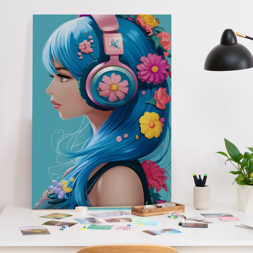 Floral Beats Wall Art Painting, HD Canvas Print, Framed, Ready to Hang. (POMWA182)