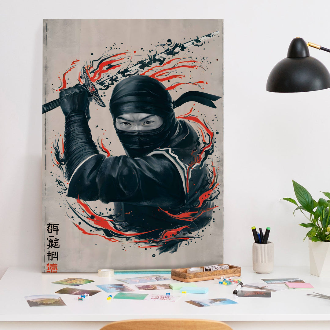 Red Slash Wall Art Painting, HD Canvas Print, Framed, Ready to Hang. (POMWA180)
