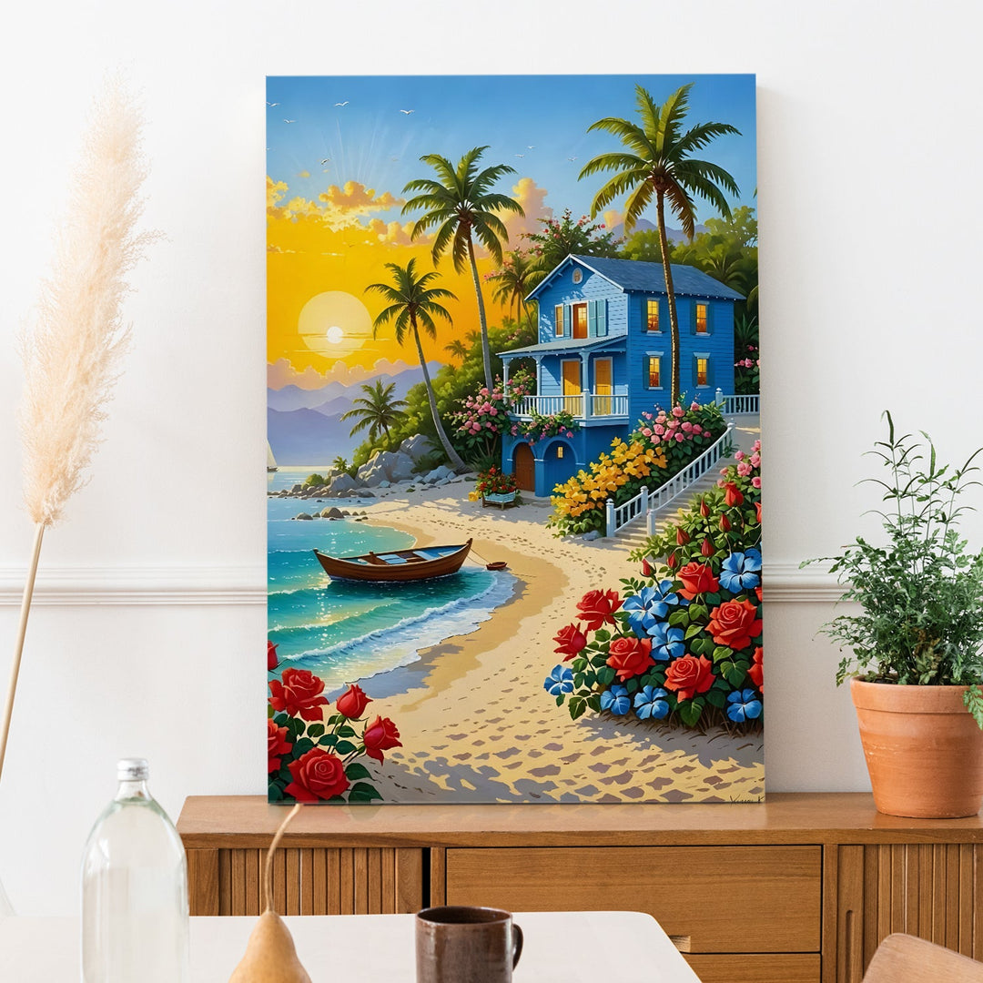 Paradise Retreat Wall Art Painting, HD Canvas Print, Framed, Ready to Hang. (POMWA31)
