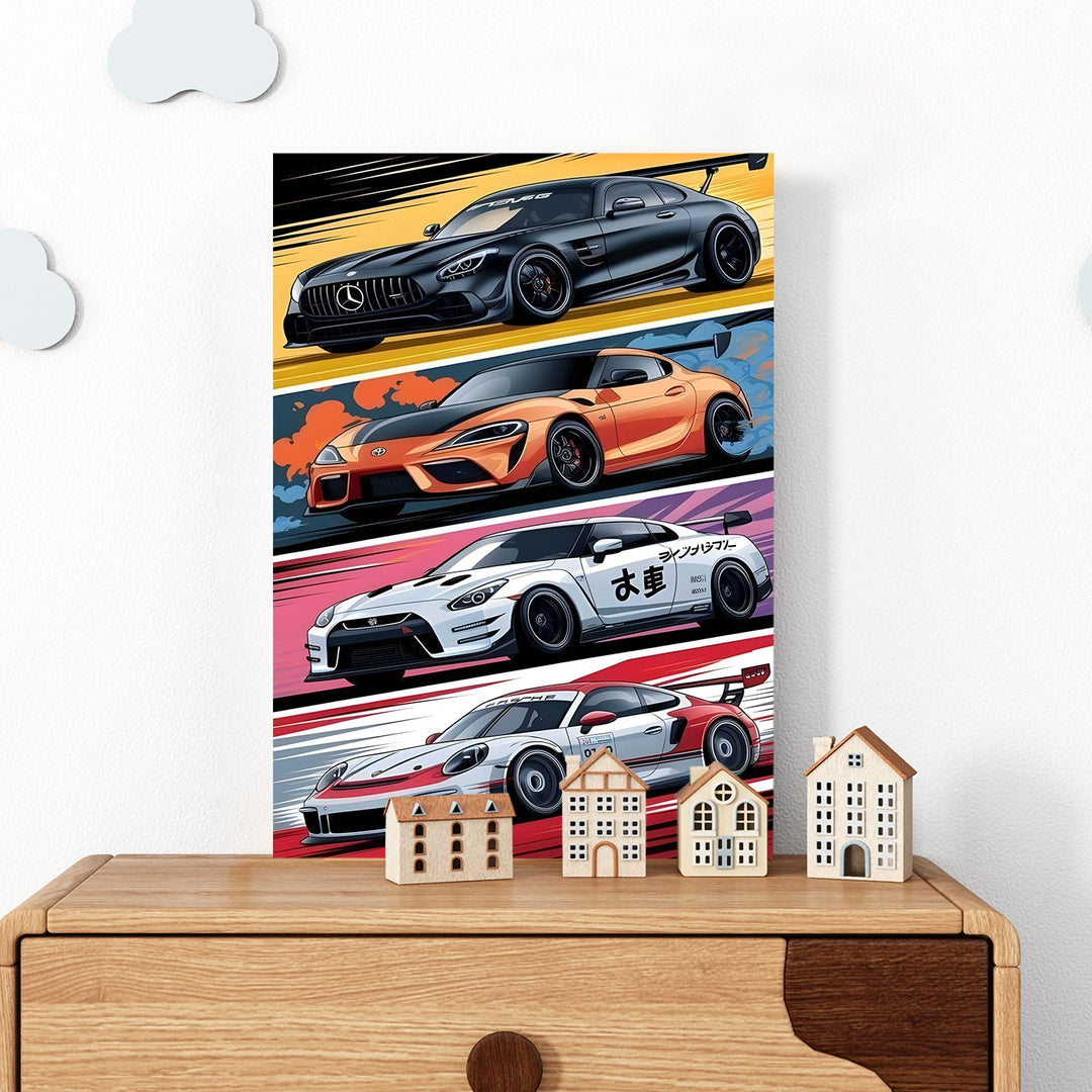 Turbocharged Icons Wall Art Painting, HD Canvas Print, Framed, Ready to Hang. (POMWA209)