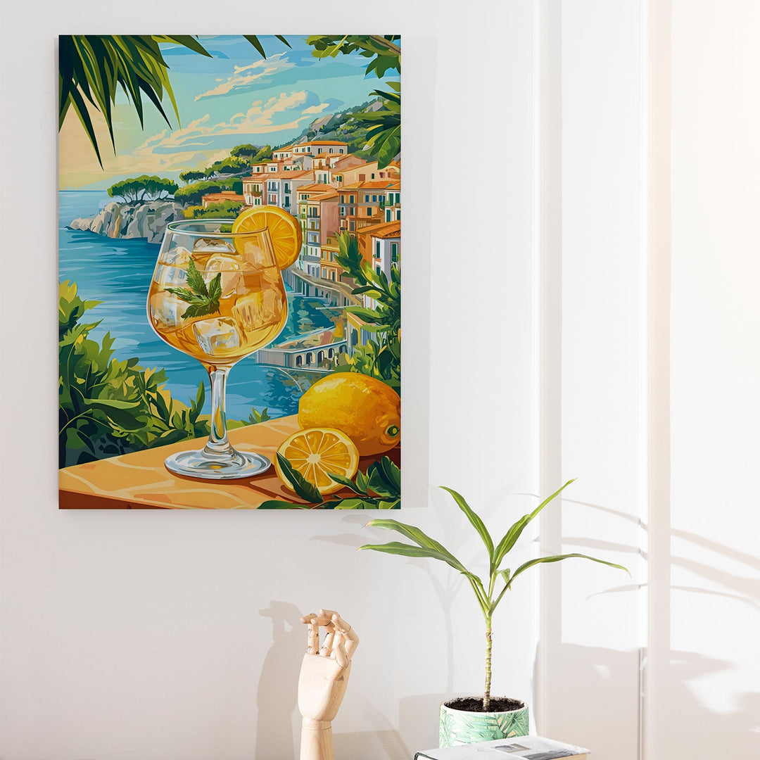 Coastal Citrus Bliss Wall Art Painting, HD Canvas Print, Framed, Ready to Hang. (AMWA51)