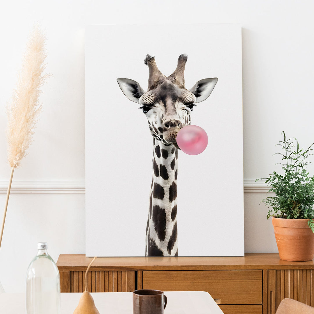 Pop Culture Giraffe Wall Art Painting, HD Canvas Print, Framed, Ready to Hang. (POMWA170)