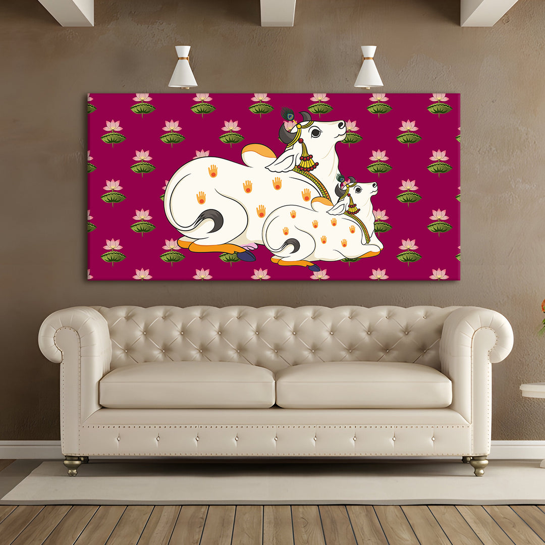 Indian Traditional Pichwai Wall Art Canvas Painting for Home Decor (PICHWA09)