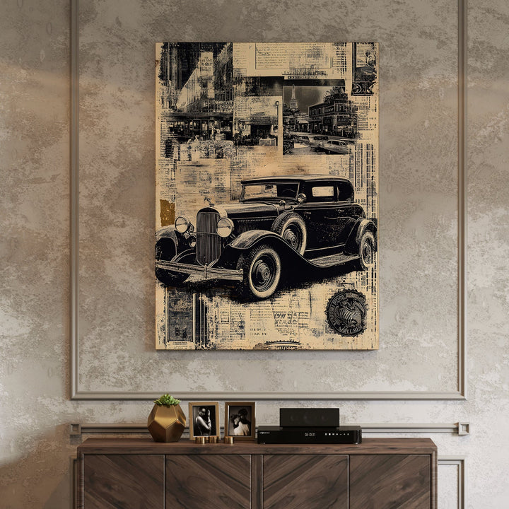 Paris Noir Vintage Wall Art Painting, HD Canvas Print, Framed, Ready to Hang. (AMWA28)