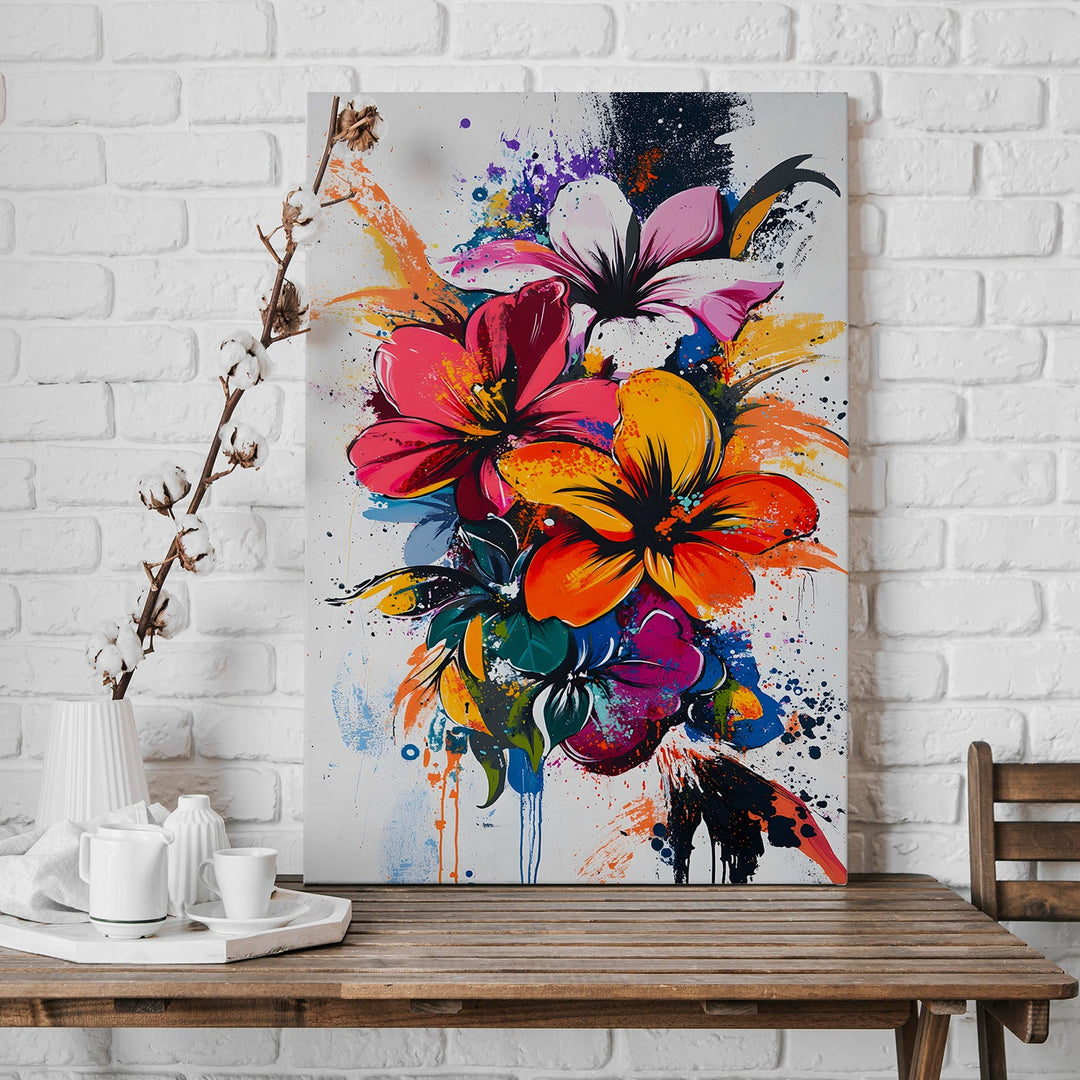 Floral Explosion Wall Art Painting, HD Canvas Print, Framed, Ready to Hang. (AMWA44)