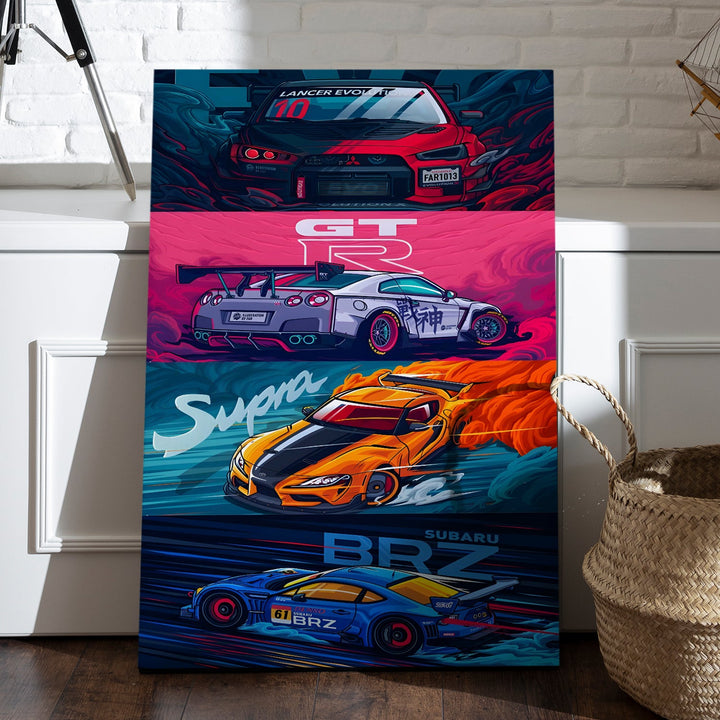 JDM Street Legends Wall Art Painting, HD Canvas Print, Framed, Ready to Hang. (POMWA224)