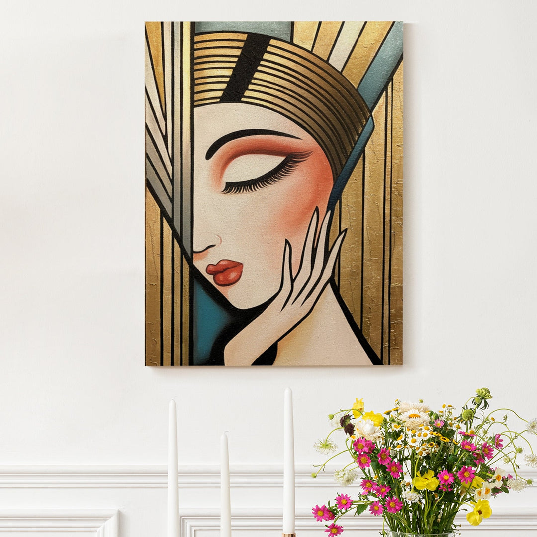 Gilded Serenity Wall Art Painting, HD Canvas Print, Framed, Ready to Hang. (ABMWA77)