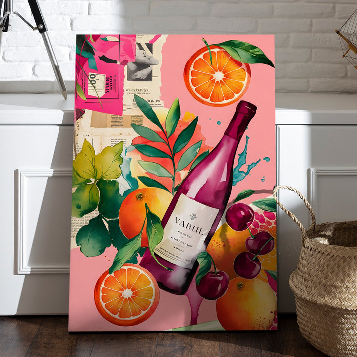 Vibrance & Vino Wall Art Painting, HD Canvas Print, Framed, Ready to Hang. (POMWA177)