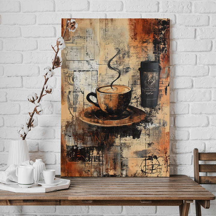 Vintage Café Vibes Wall Art Painting, HD Canvas Print, Framed, Ready to Hang. (KTCWA65)