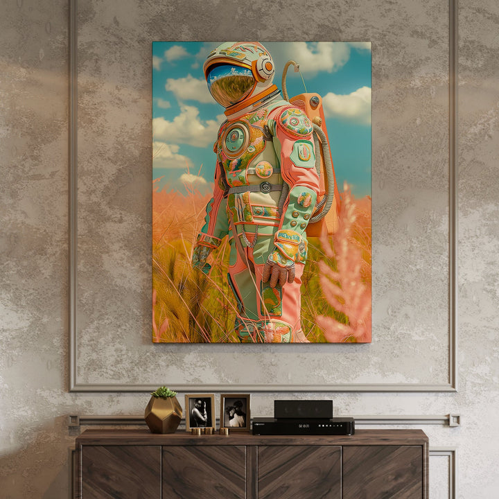 Astronaut Altered Maximalist Wall Art Painting, HD Canvas Print, Framed, Ready to Hang. (POMA17)
