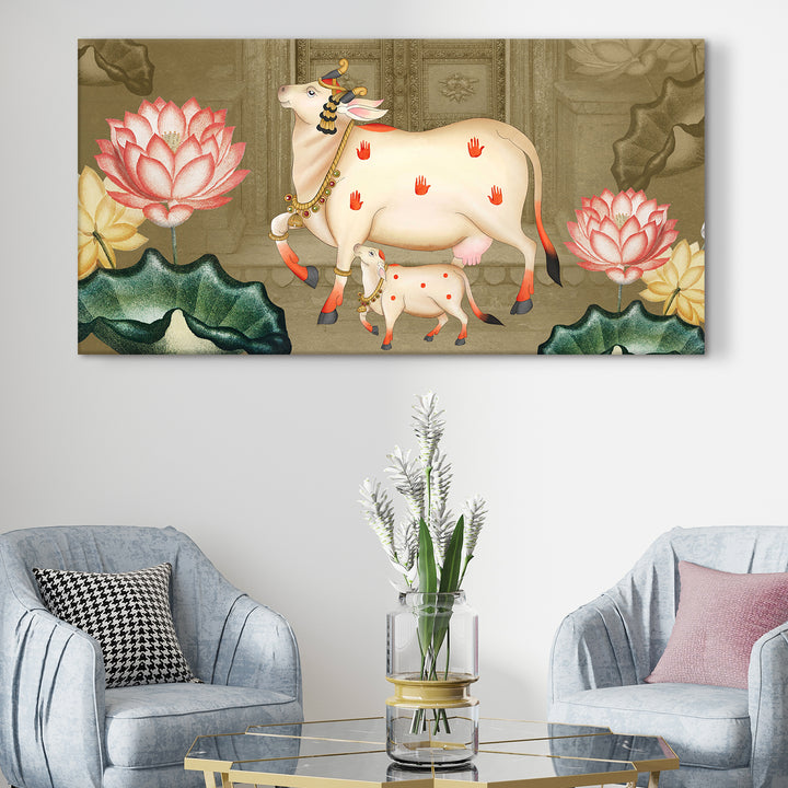 Indian Traditional Pichwai Wall Art Canvas Painting for Home Decor (PICHWA18)