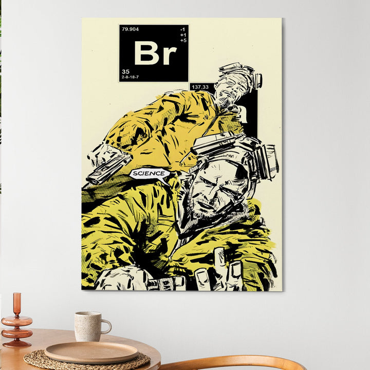 Breaking Science – Comic Style Breaking Bad Wall Art, HD Canvas Print, Framed, Ready to Hang. (POMWA323)