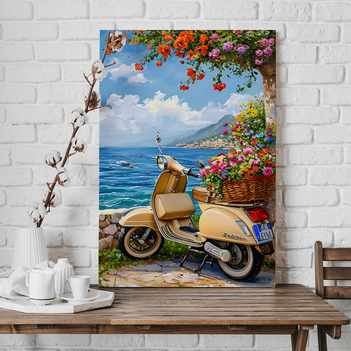 Amalfi Vintage Ride Wall Art Painting, HD Canvas Print, Framed, Ready to Hang. (AMWA55)