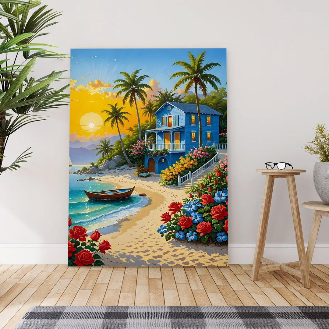 Paradise Retreat Wall Art Painting, HD Canvas Print, Framed, Ready to Hang. (POMWA31)