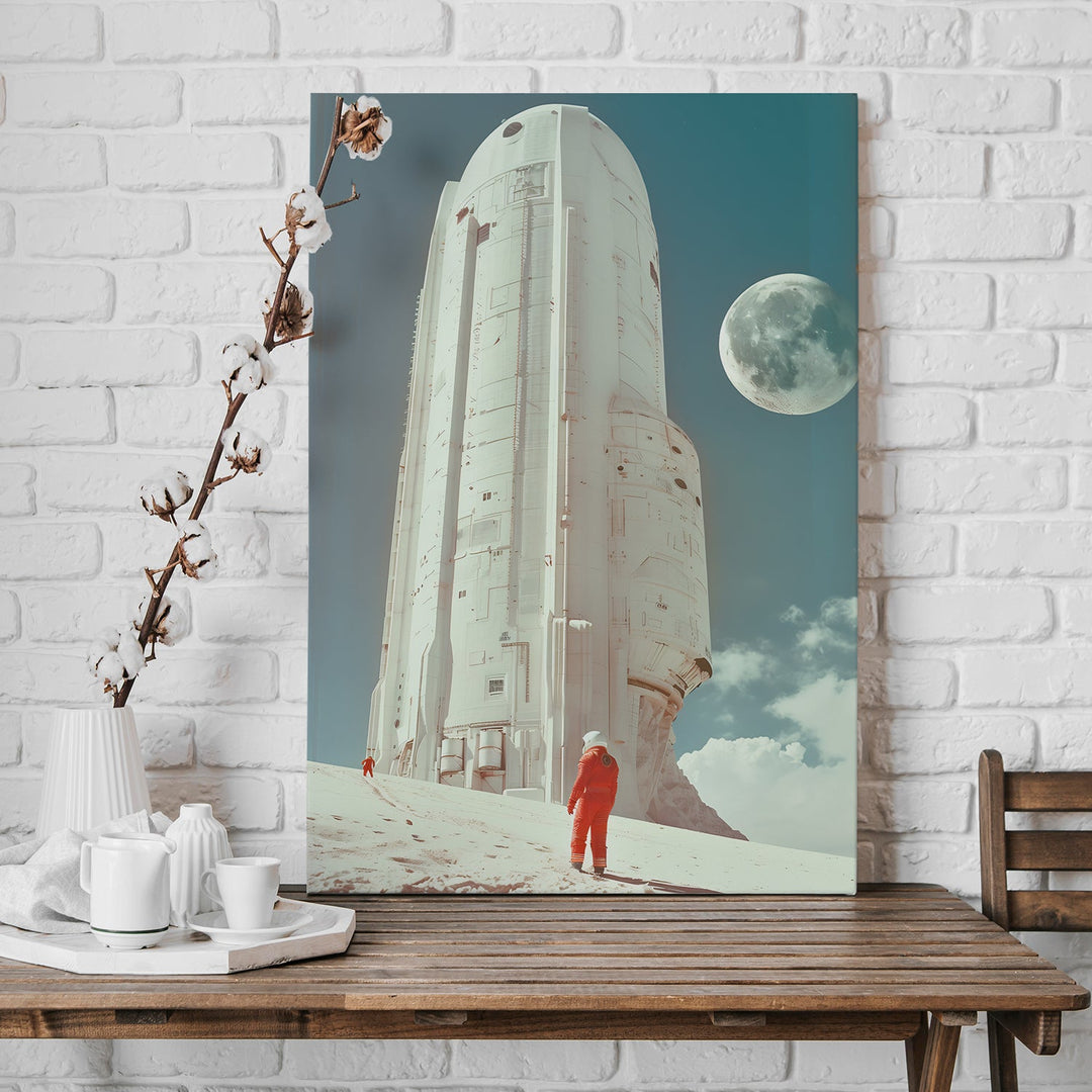 Astronaut with Rocket Wall Art Painting, HD Canvas Print, Framed, Ready to Hang. (POMA14)
