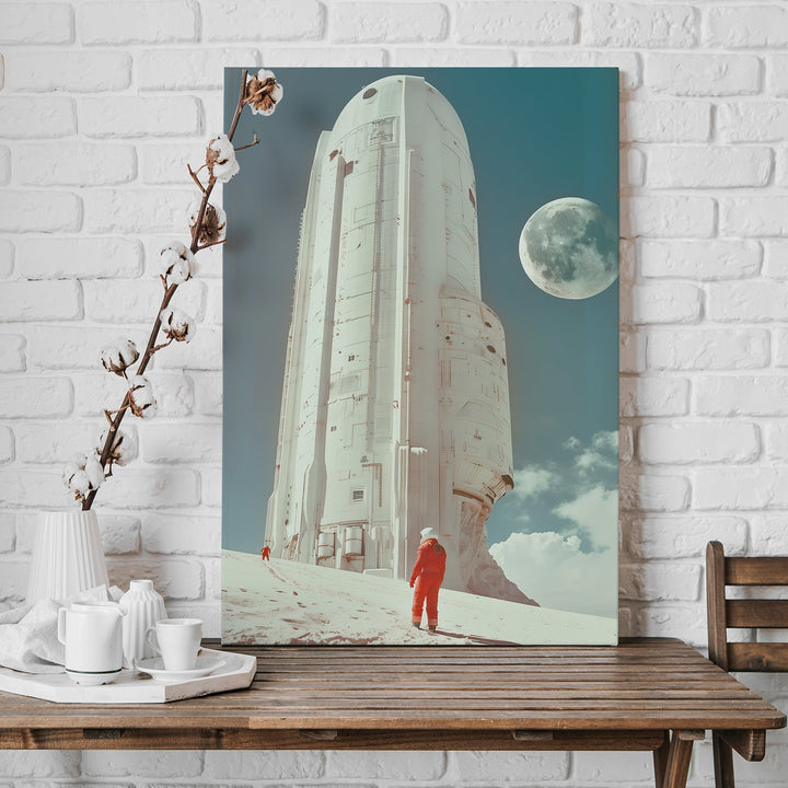 Astronaut with Rocket Wall Art Painting, HD Canvas Print, Framed, Ready to Hang. (POMA14)