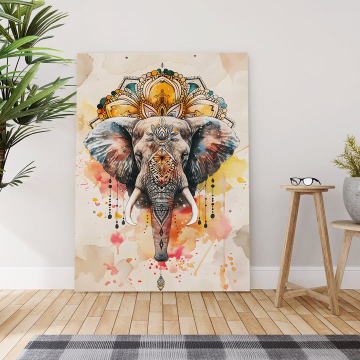 Majestic Mandala Elephant Art Painting, HD Canvas Print, Framed, Ready to Hang. (BOWA09)