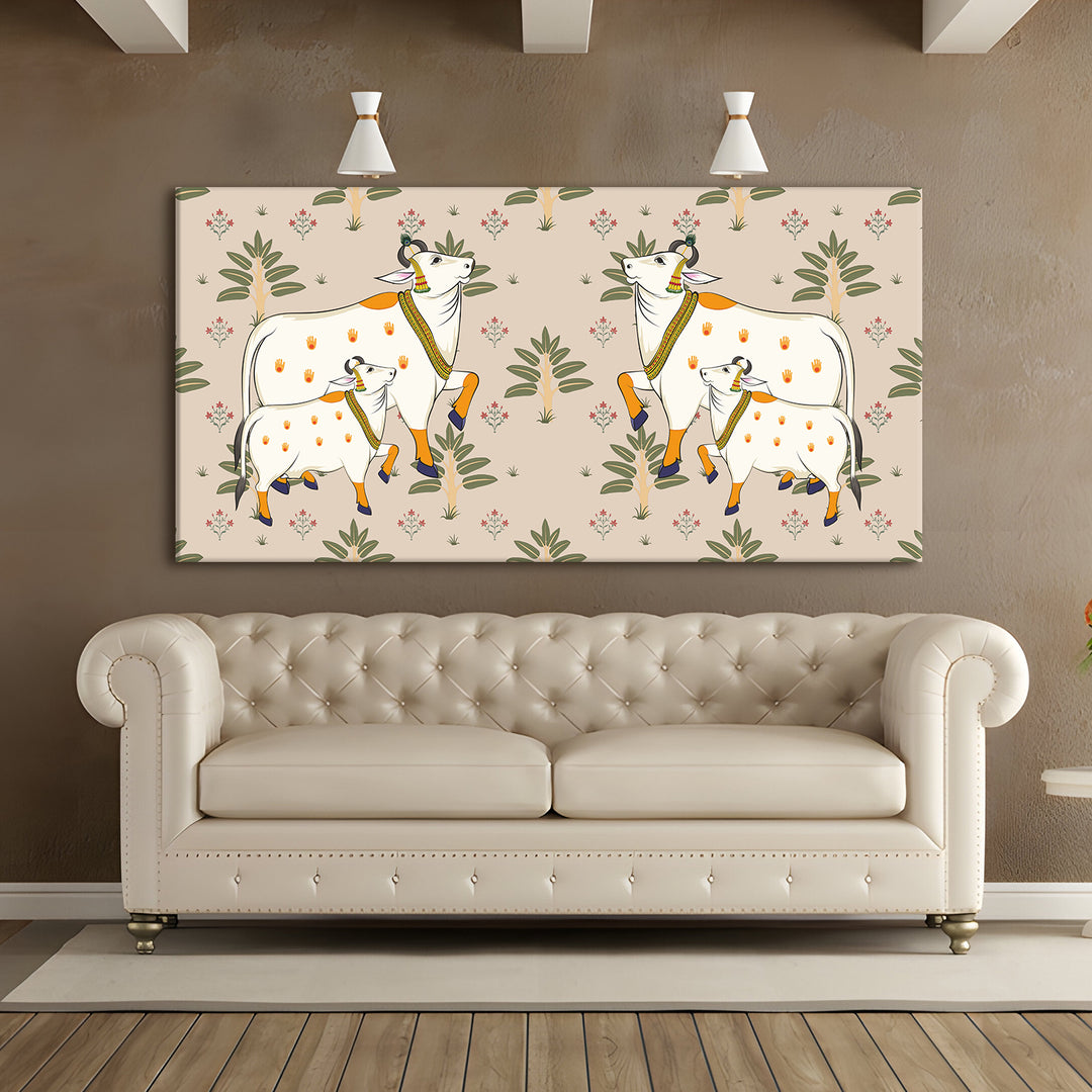 Indian Traditional Pichwai Wall Art Canvas Painting for Home Decor (PICHWA15)