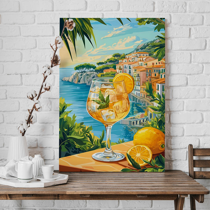 Coastal Citrus Bliss Wall Art Painting, HD Canvas Print, Framed, Ready to Hang. (AMWA51)