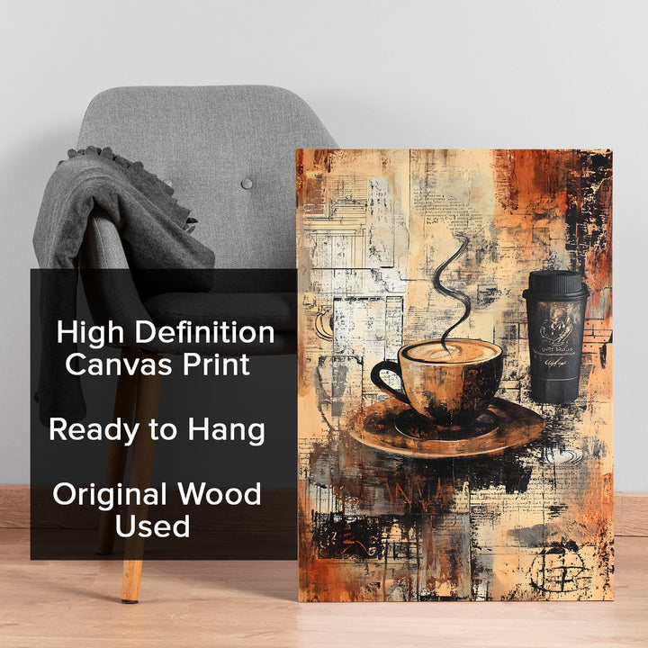 Vintage Café Vibes Wall Art Painting, HD Canvas Print, Framed, Ready to Hang. (KTCWA65)