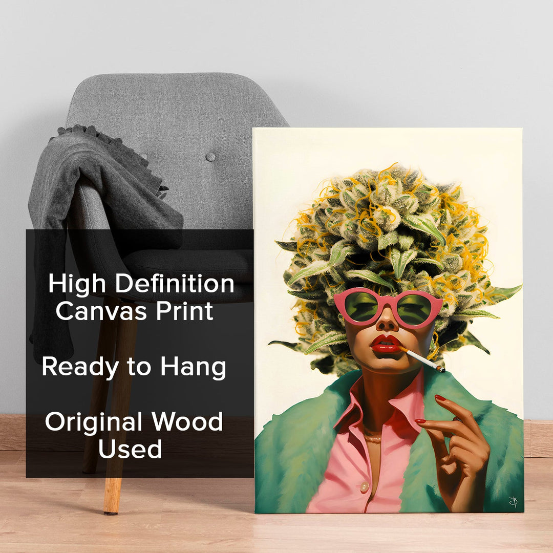 Afro Bloom Wall Art Painting, HD Canvas Print, Framed, Ready to Hang. (BOMWP01)