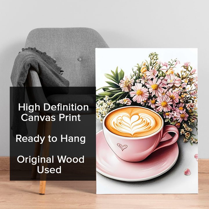 Blush Café Elegance Wall Art Painting, HD Canvas Print, Framed, Ready to Hang. (KTCWA70)