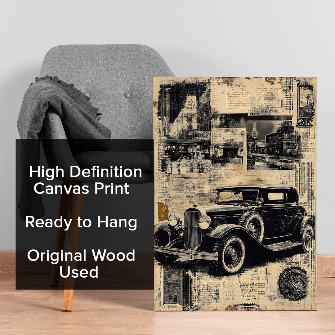 Paris Noir Vintage Wall Art Painting, HD Canvas Print, Framed, Ready to Hang. (AMWA28)