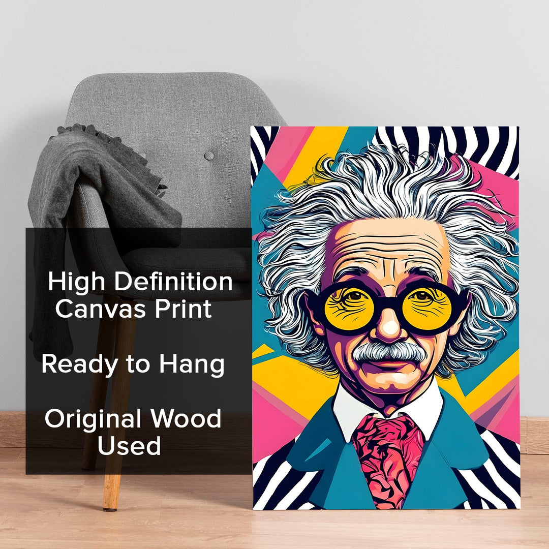 Einstein Unplugged Wall Art Painting, HD Canvas Print, Framed, Ready to Hang. (POMWA276)