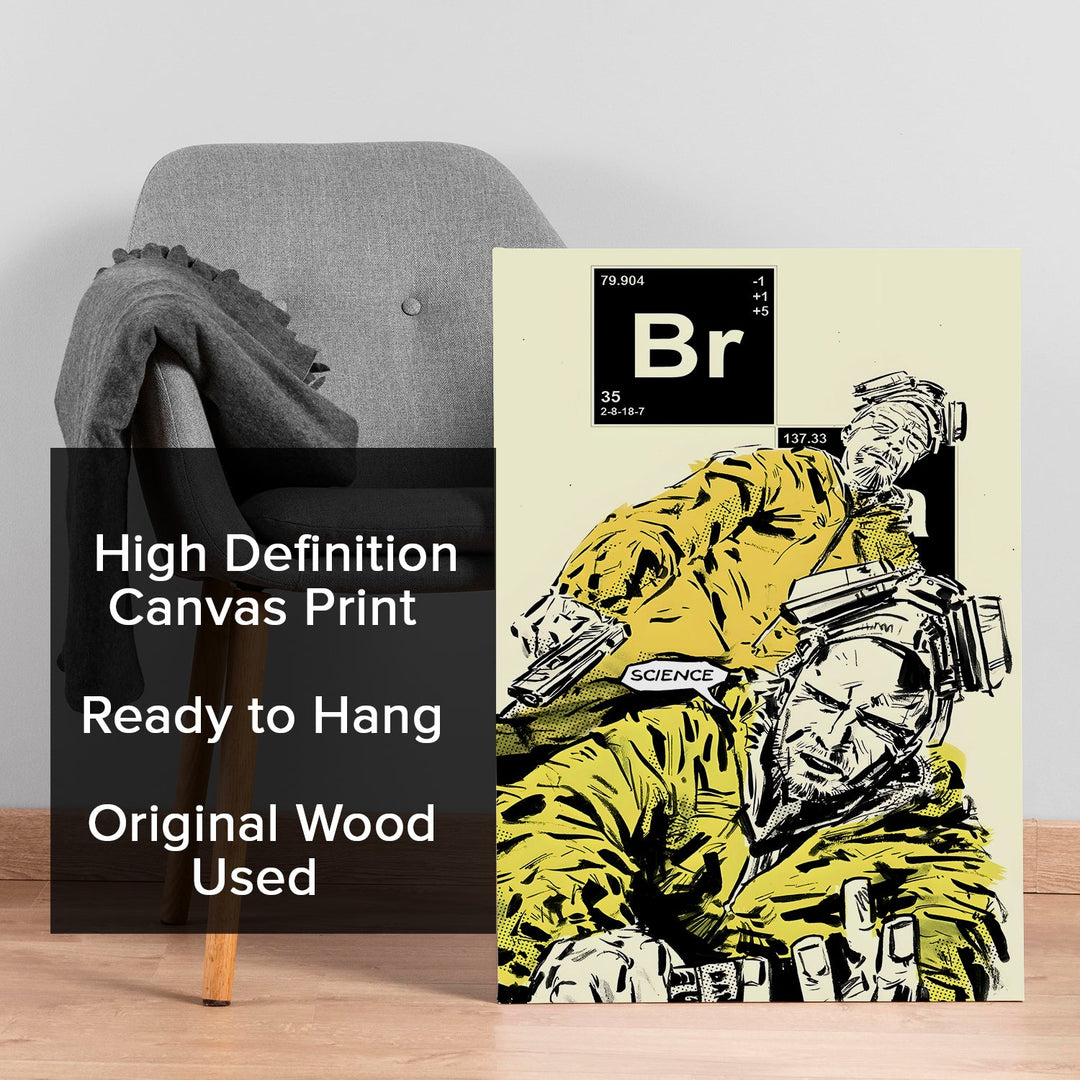 Breaking Science – Comic Style Breaking Bad Wall Art, HD Canvas Print, Framed, Ready to Hang. (POMWA323)