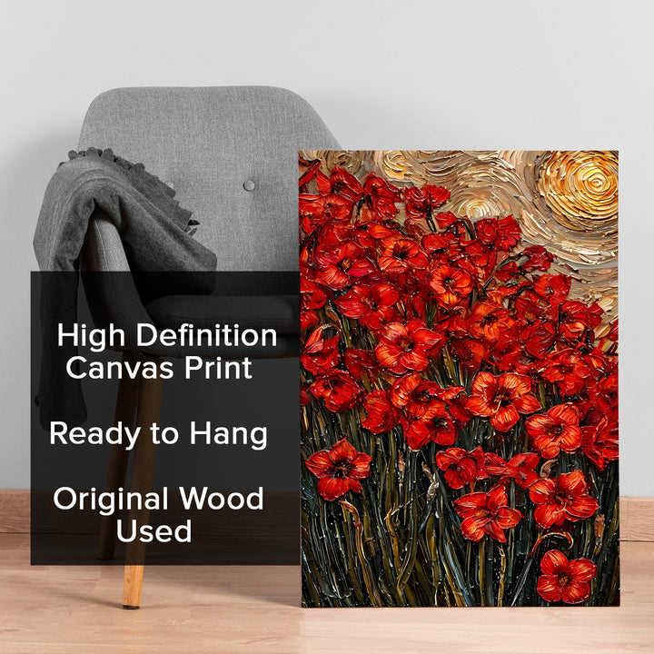 Crimson Glow Wall Art Painting, HD Canvas Print, Framed, Ready to Hang. (FLBWA38)