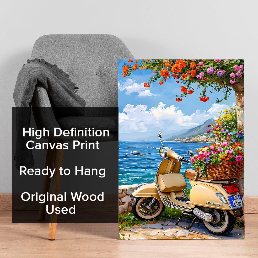 Amalfi Vintage Ride Wall Art Painting, HD Canvas Print, Framed, Ready to Hang. (AMWA55)