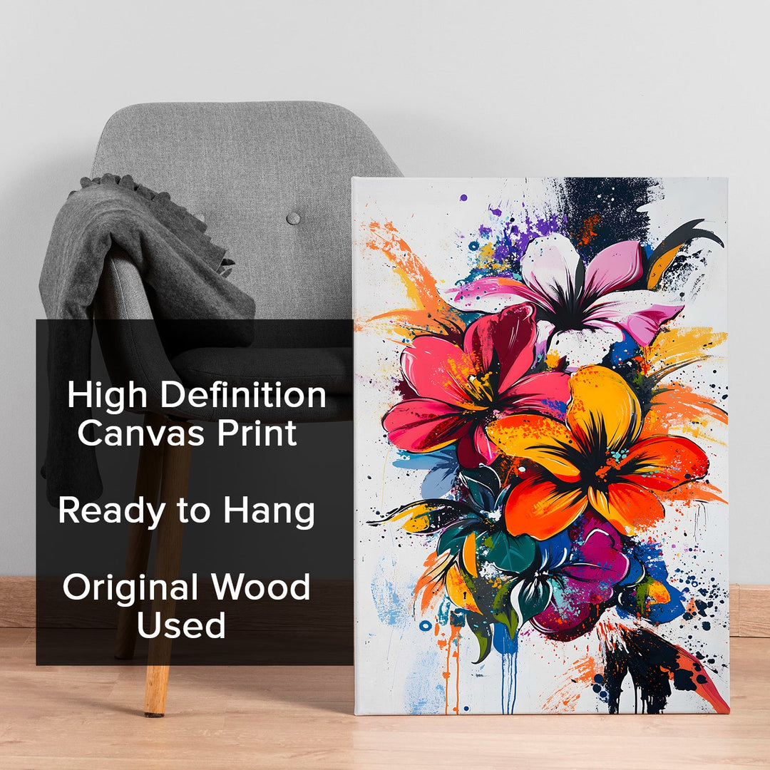 Floral Explosion Wall Art Painting, HD Canvas Print, Framed, Ready to Hang. (AMWA44)