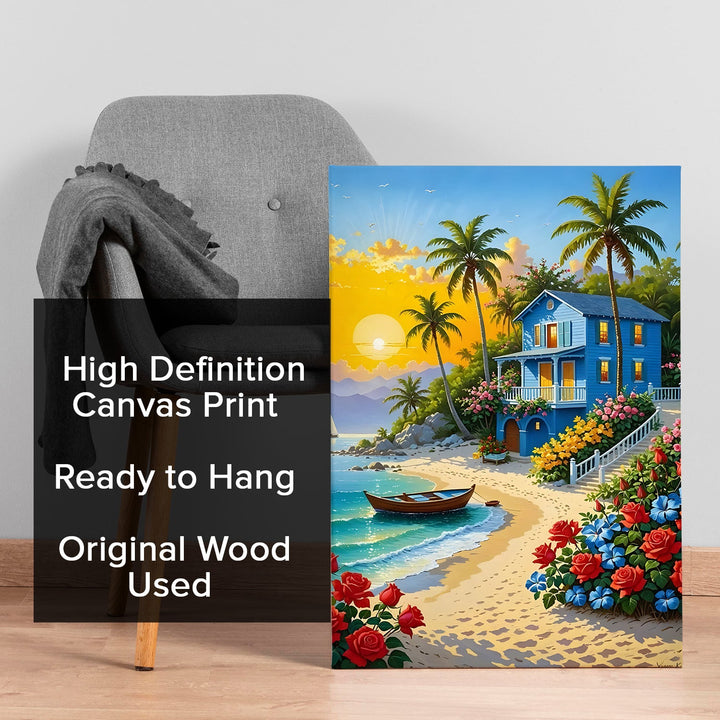 Paradise Retreat Wall Art Painting, HD Canvas Print, Framed, Ready to Hang. (POMWA31)