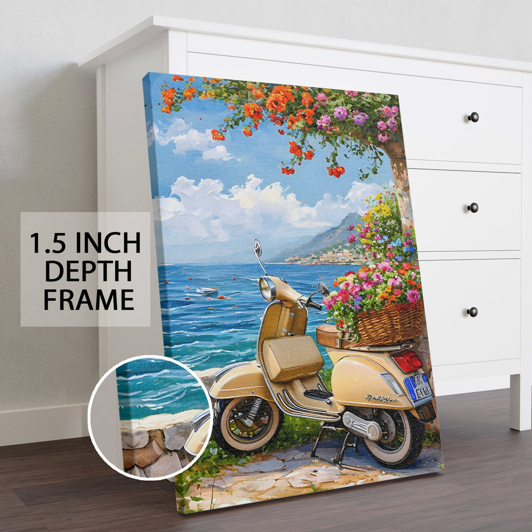 Amalfi Vintage Ride Wall Art Painting, HD Canvas Print, Framed, Ready to Hang. (AMWA55)