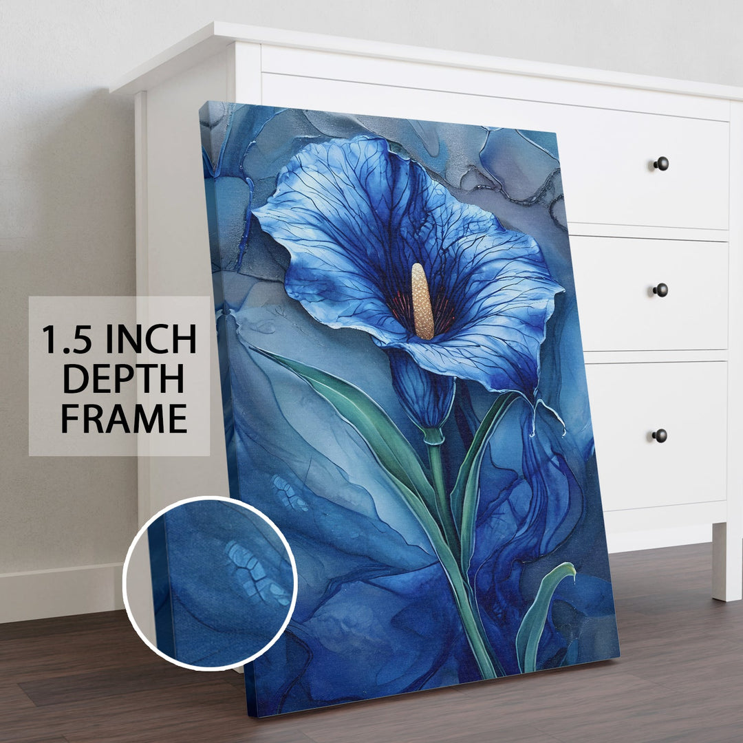 Ethereal Blue Blossom Wall Art Painting, HD Canvas Print, Framed, Ready to Hang. (POMWA74)