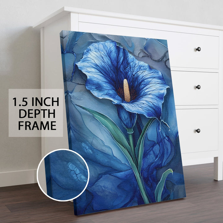 Ethereal Blue Blossom Wall Art Painting, HD Canvas Print, Framed, Ready to Hang. (POMWA74)