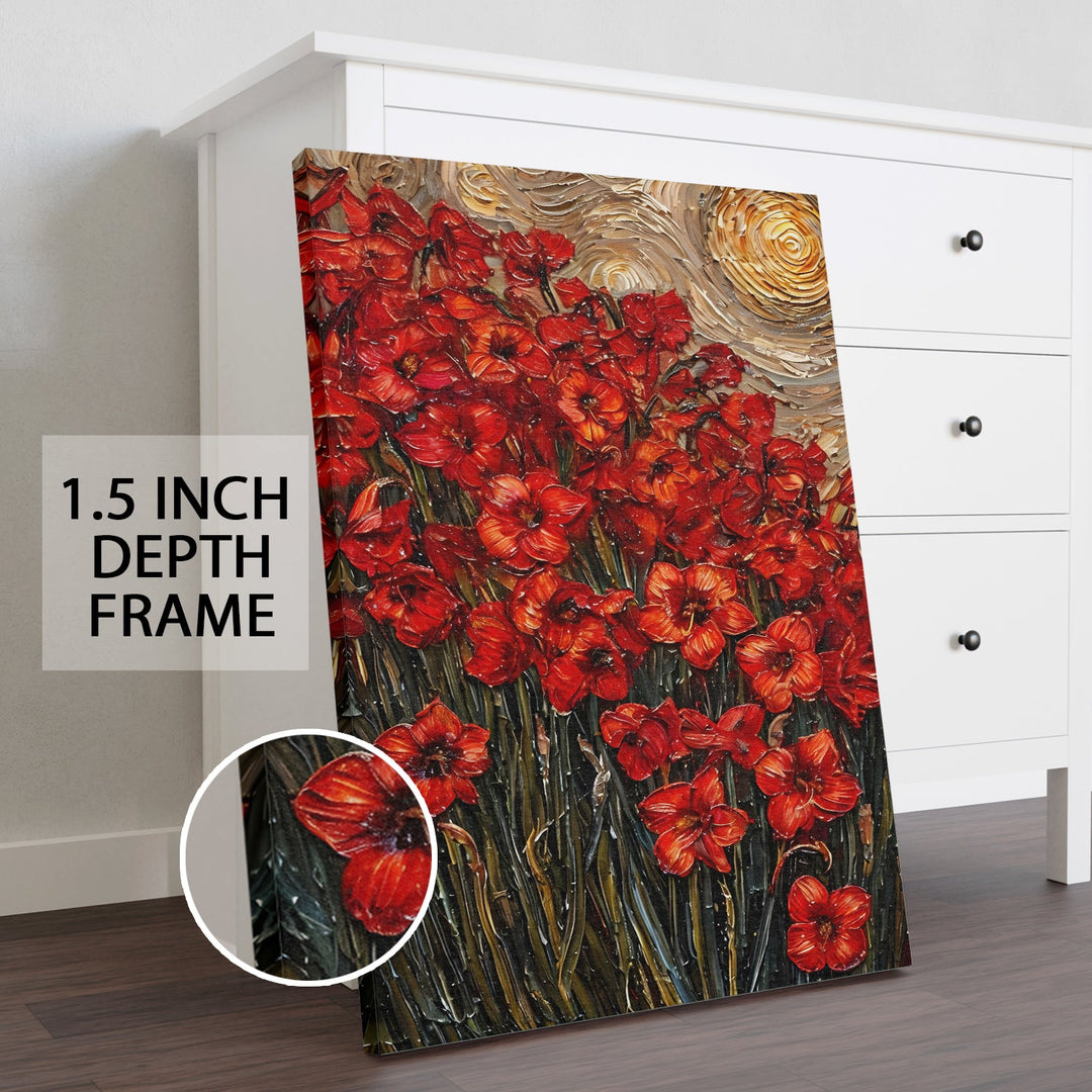Crimson Glow Wall Art Painting, HD Canvas Print, Framed, Ready to Hang. (FLBWA38)