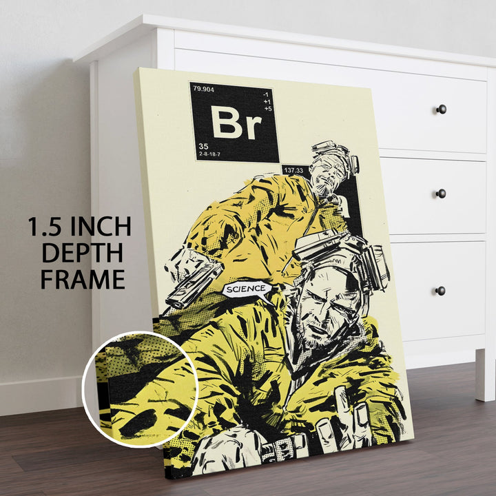 Breaking Science – Comic Style Breaking Bad Wall Art, HD Canvas Print, Framed, Ready to Hang. (POMWA323)