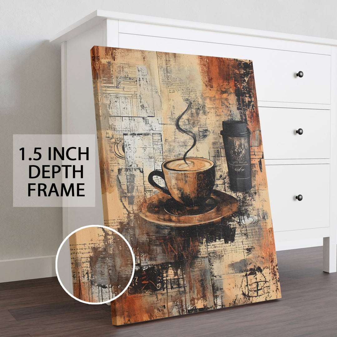 Vintage Café Vibes Wall Art Painting, HD Canvas Print, Framed, Ready to Hang. (KTCWA65)
