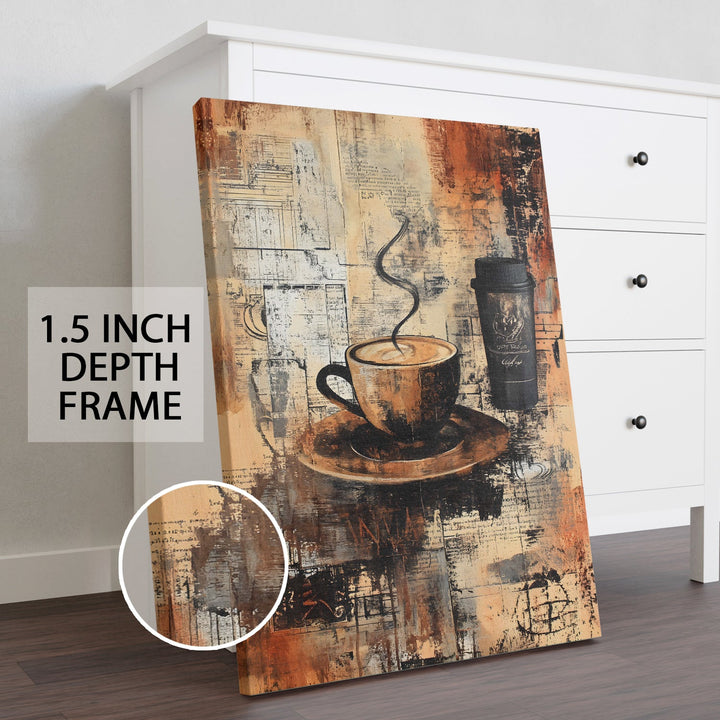 Vintage Café Vibes Wall Art Painting, HD Canvas Print, Framed, Ready to Hang. (KTCWA65)